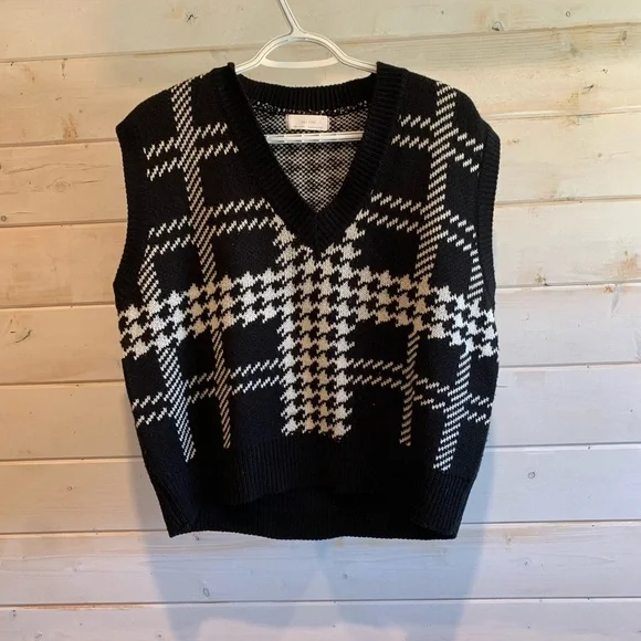 OAK FORT Sweaters Oak Fort Black White Houndstooth Sweater